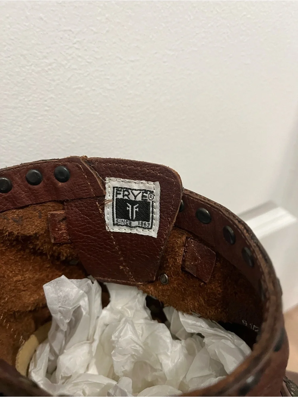 Frye Brown Leather Studded Ankle Boot